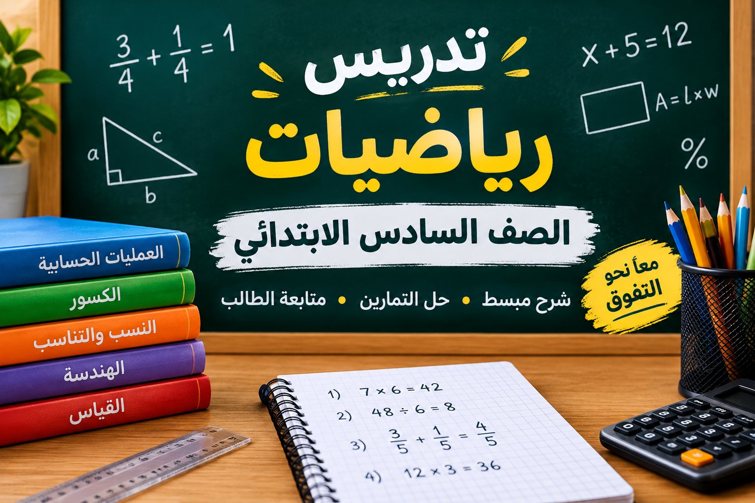 تدريس مادة الرياضيات للصف السادس الابتدائي