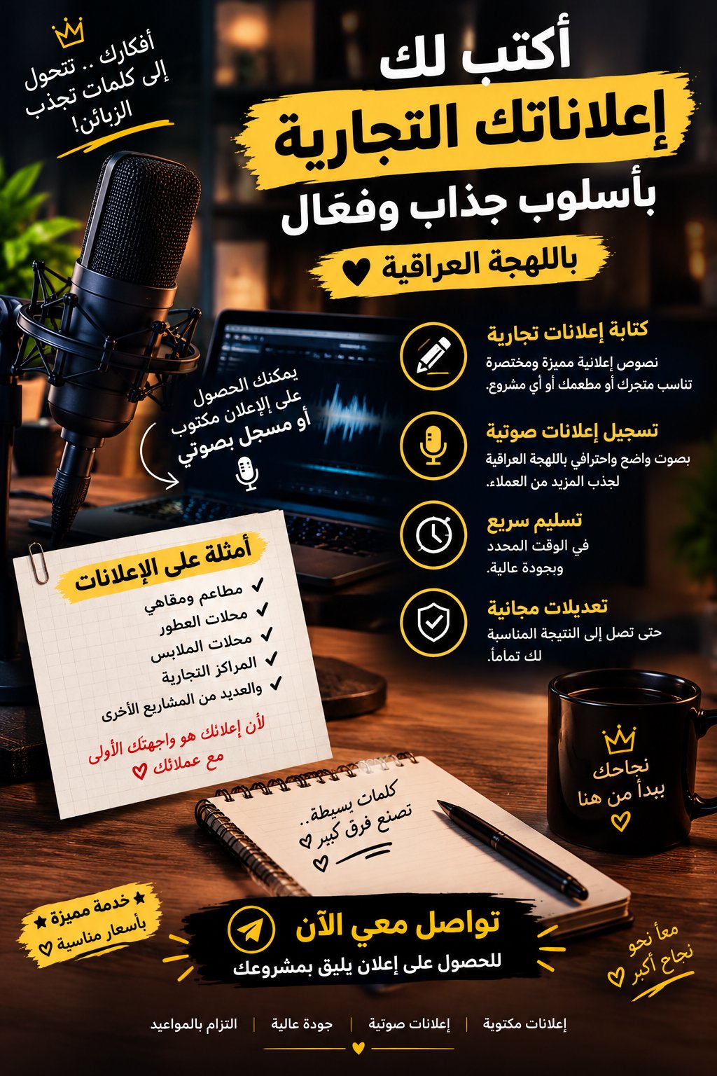 سأكتب لك إعلانًا تجاريًا جذابًا باللهجة العراقية، صورة ١ من ٤