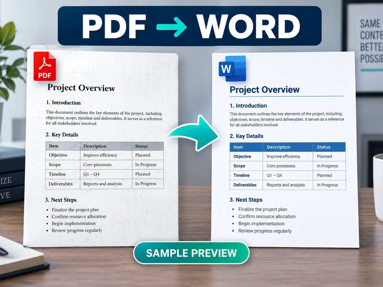 سأحوّل ملفات PDF والصور إلى Word منسق وقابل للتعديل