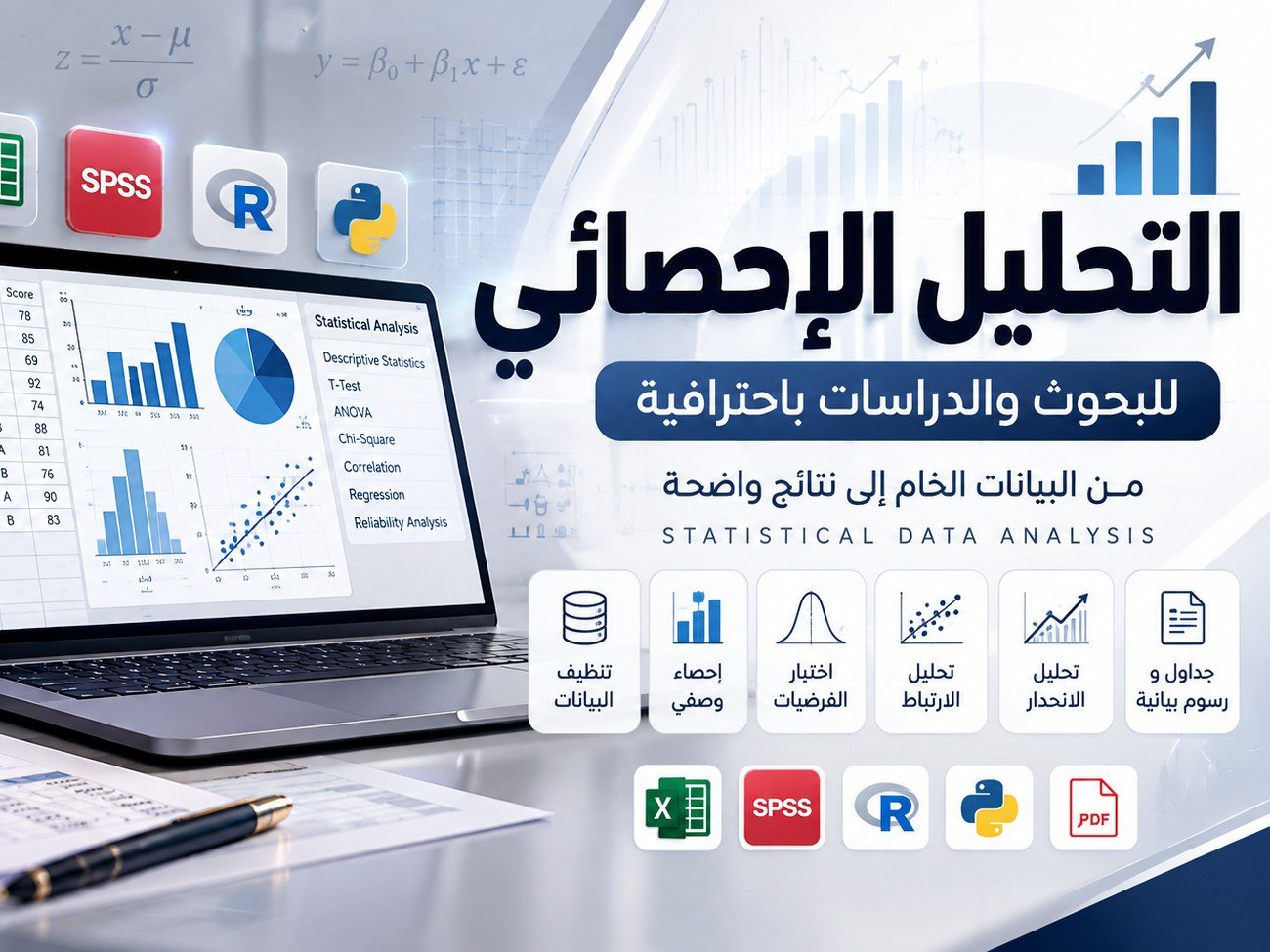 تحليل إحصائي احترافي للبيانات والبحوث وإجراء الاختبارات الإحصائية