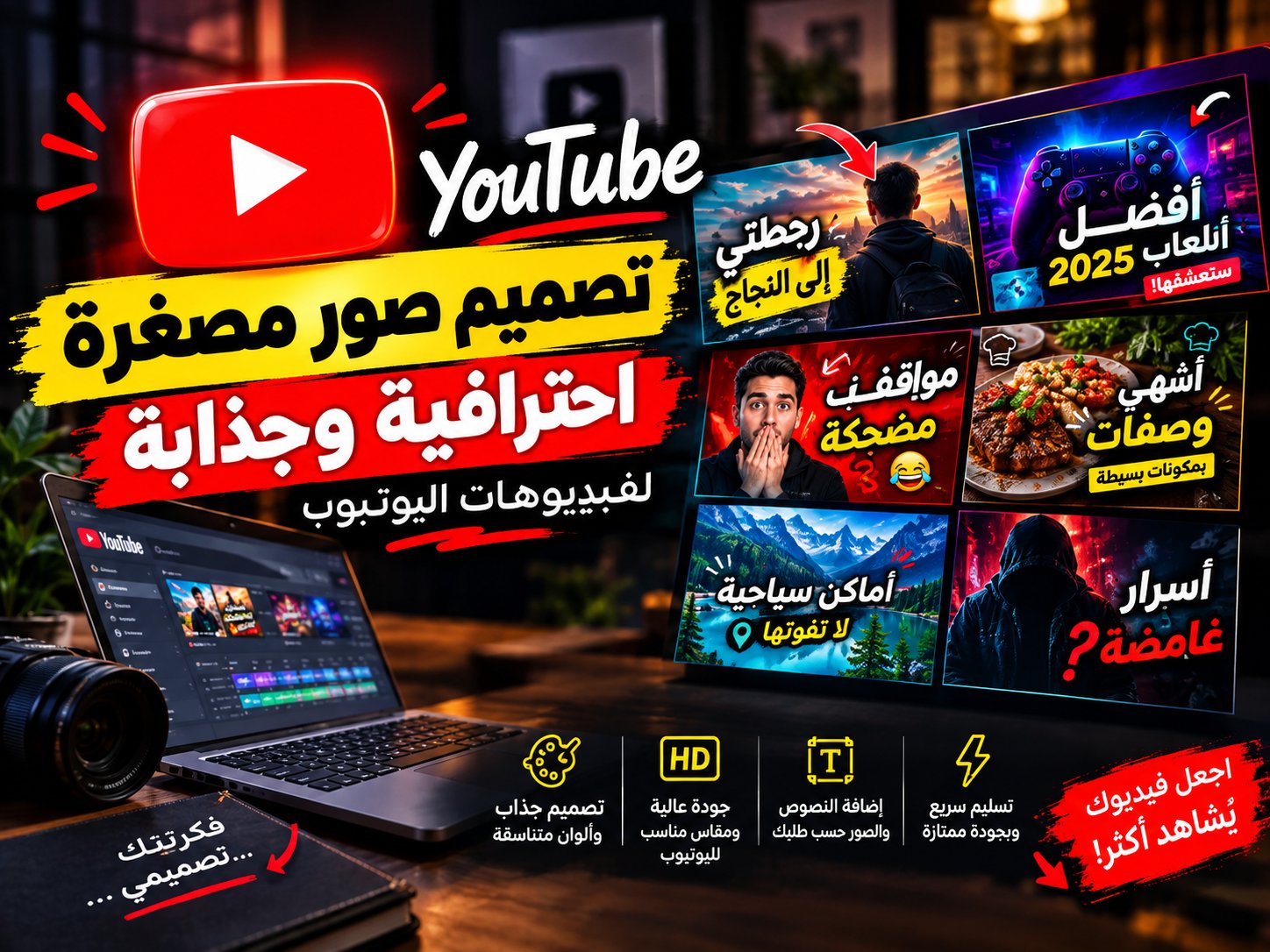 تصميم صور مصغرة احترافية وجذابة لفيديوهات اليوتيوب، صورة 2 من 2
