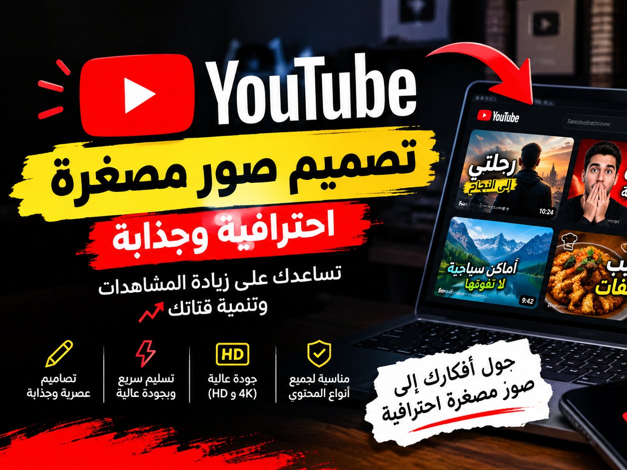 تصميم صور مصغرة احترافية وجذابة لفيديوهات اليوتيوب، صورة 1 من 2