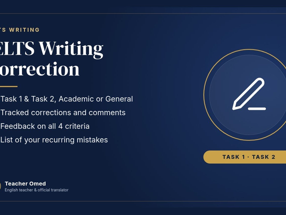 IELTS Writing Task 1 & Task 2 Essay Correction with Band Descriptor Feedback
