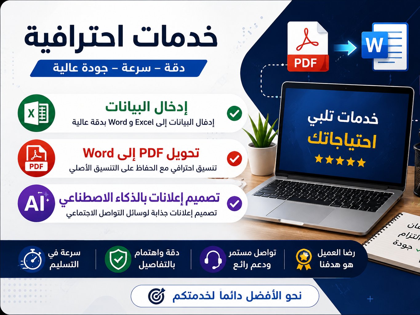 إدخال بيانات، تحويل PDF إلى Word، تصميم إعلانات، كتابة تقارير، وتدريس, image 3 of 5