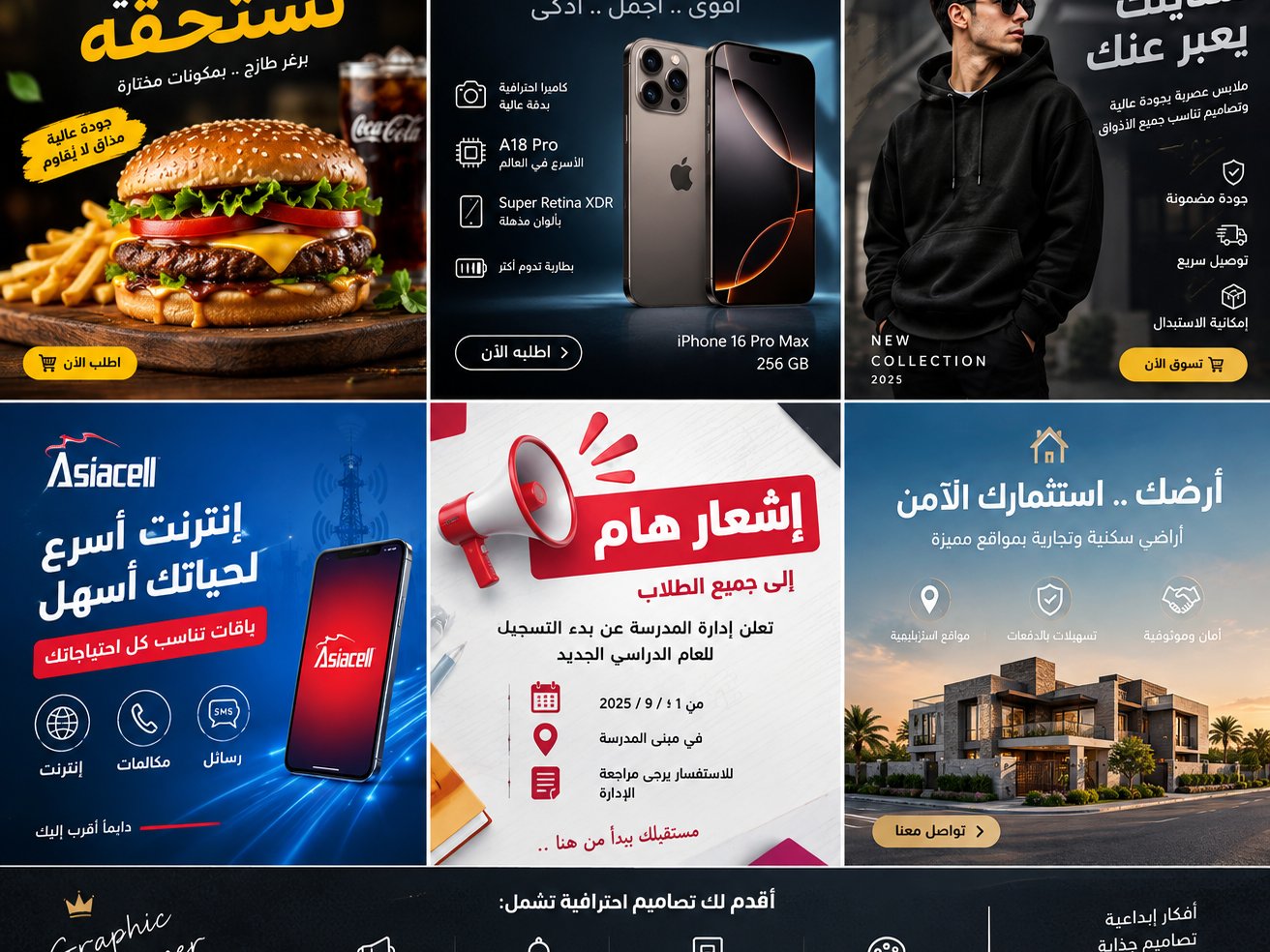 تصميم إشعار احترافيه ودقيقه جدآ وصور اعلانات واضحه وجذابه جدا وبدقه احترافيه جدا