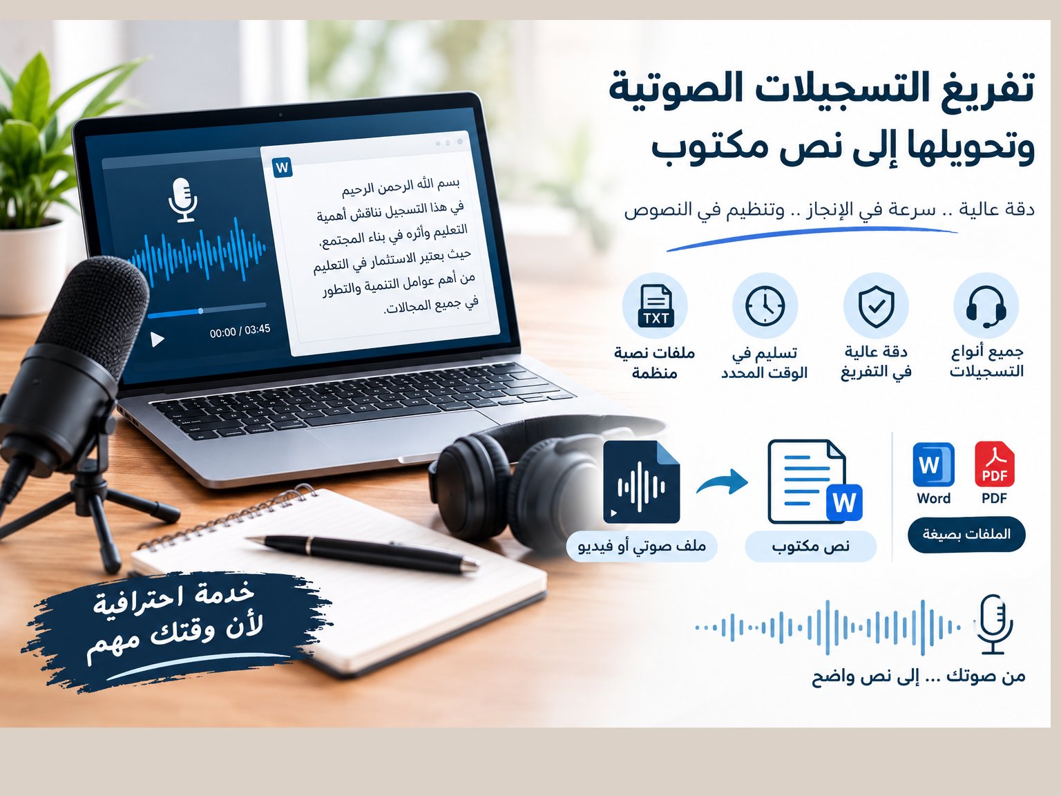 تفريغ التسجيلات الصوتية العربية وتحويلها إلى نص مكتوب، صورة 3 من 3