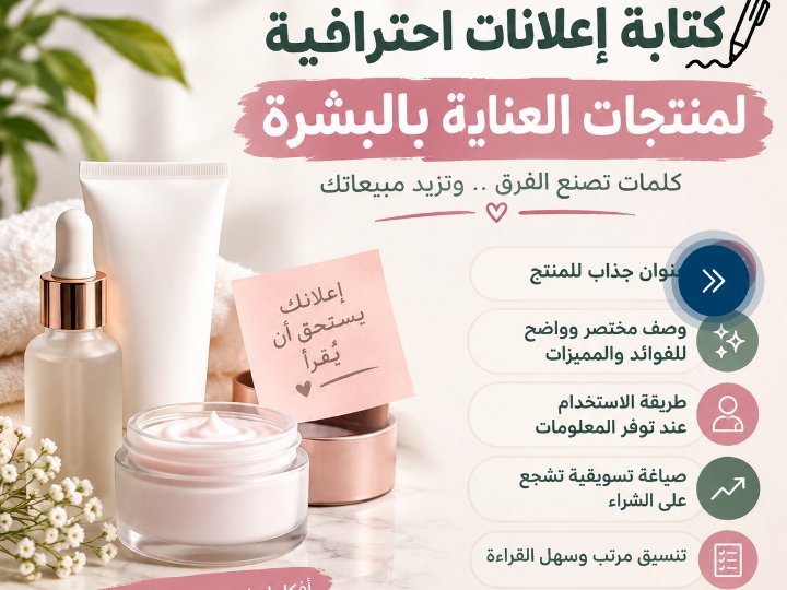 كتابة إعلان احترافي وجذاب لمنتجات العناية بالبشرة