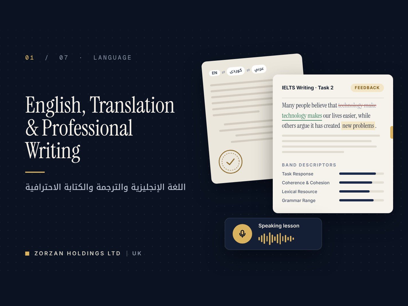 English, Translation & Professional Writing – IELTS, TOEFL, CVs & Stamped Translation