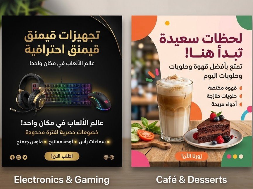 "تصميم بوستات وإعلانات احترافية للسوشيال ميديا"