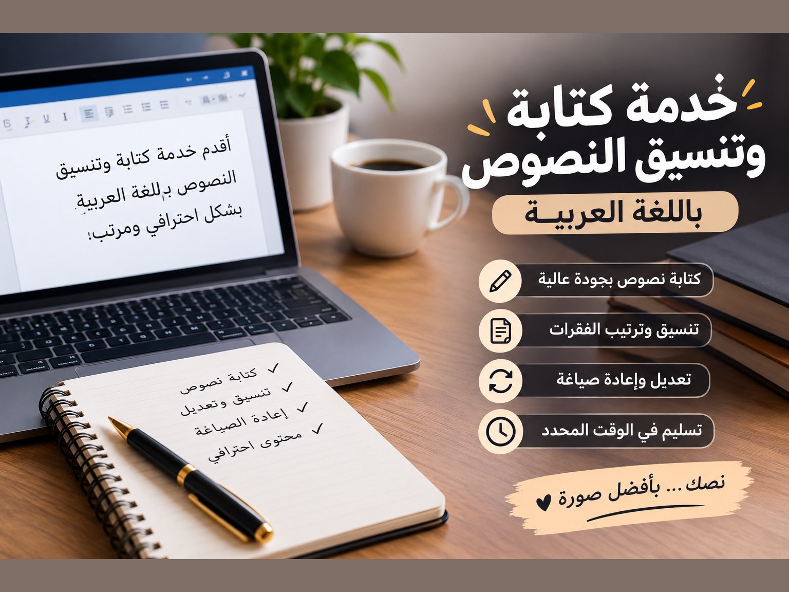 أقدّم خدمة كتابة وتنسيق النصوص باللغة العربية, image 1 of 2
