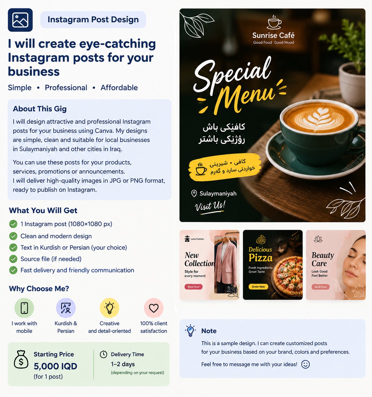 I will create professional Instagram posts for your business using Canva