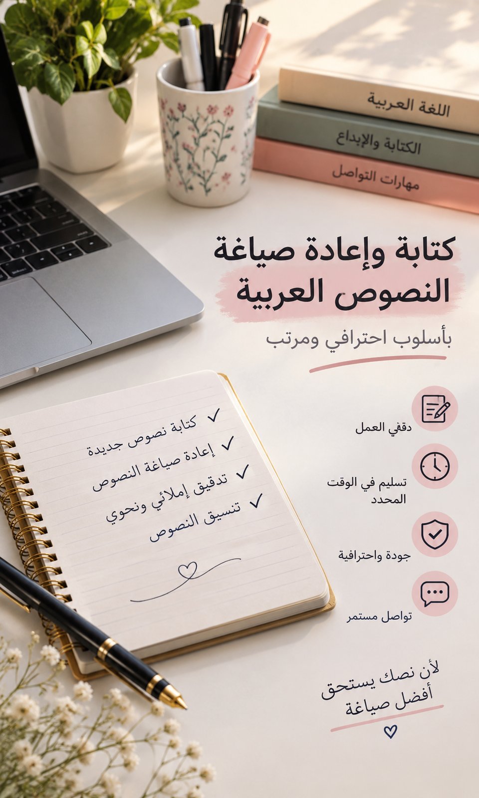 كتابة وإعادة صياغة النصوص العربية باحتراف