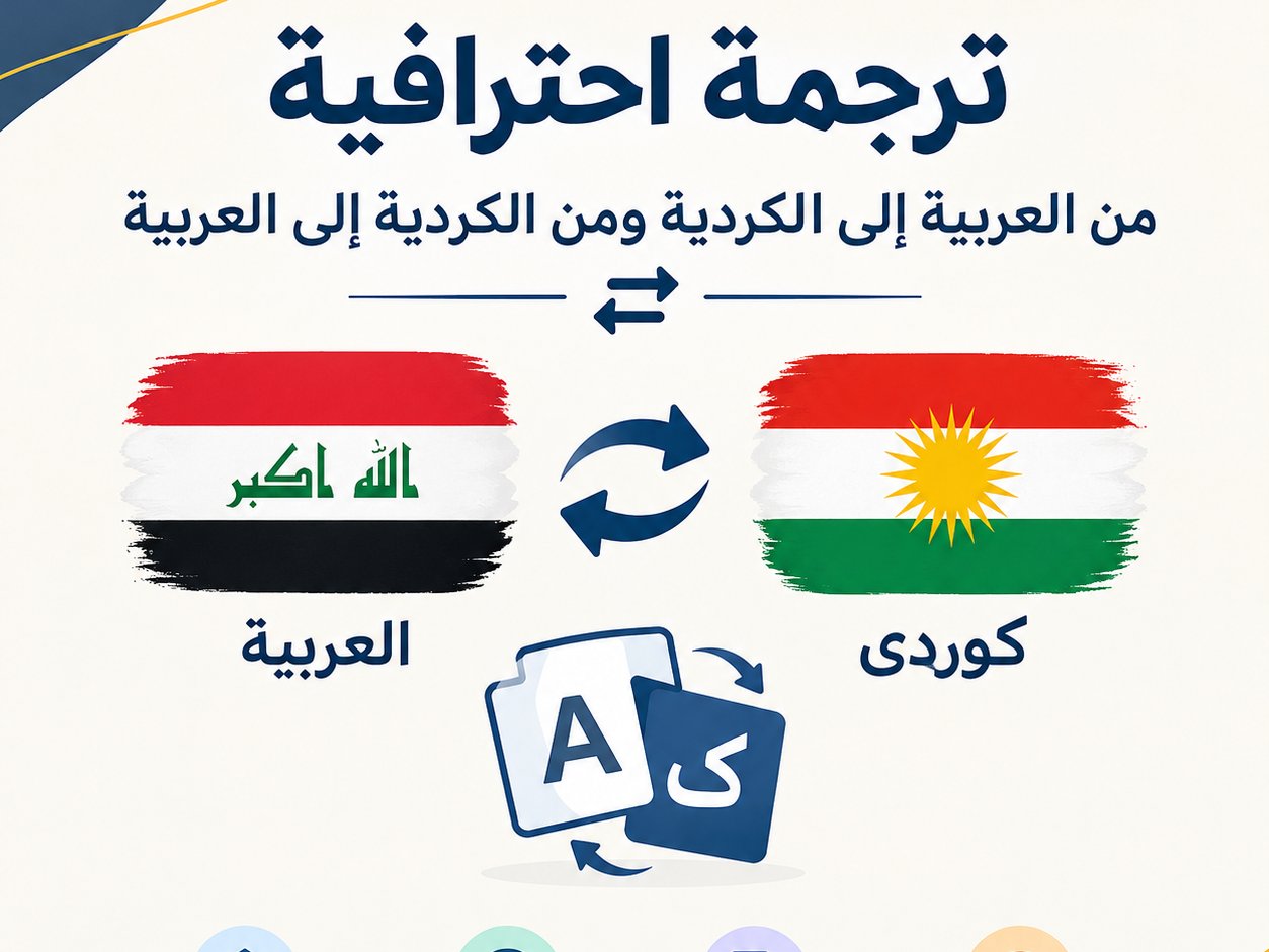 ترجمة احترافية من العربية إلى الكردية ومن الكردية إلى العربية