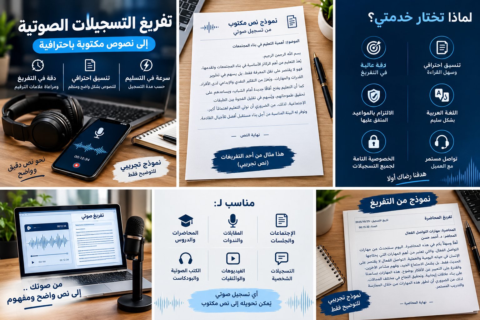 تفريغ التسجيلات الصوتية والمحاضرات إلى نصوص مكتوبة, image 1 of 3
