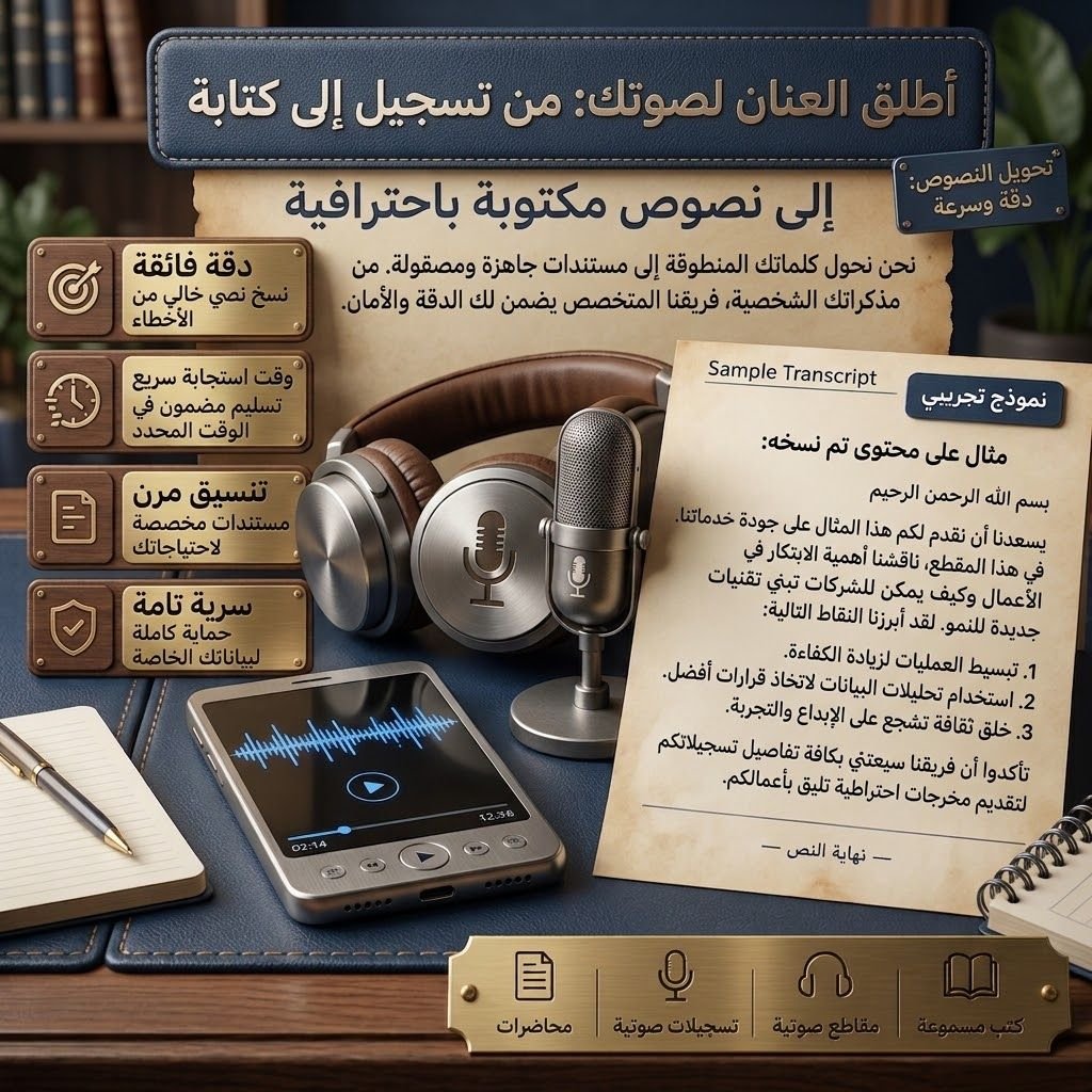 تفريغ التسجيلات الصوتية والمحاضرات إلى نصوص مكتوبة, image 3 of 3