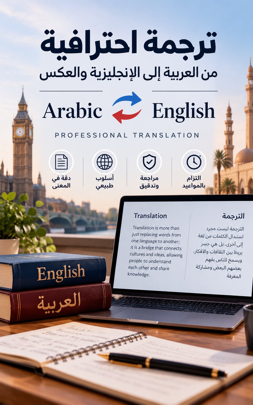 ترجمة احترافية من العربية إلى الإنجليزية والعكس