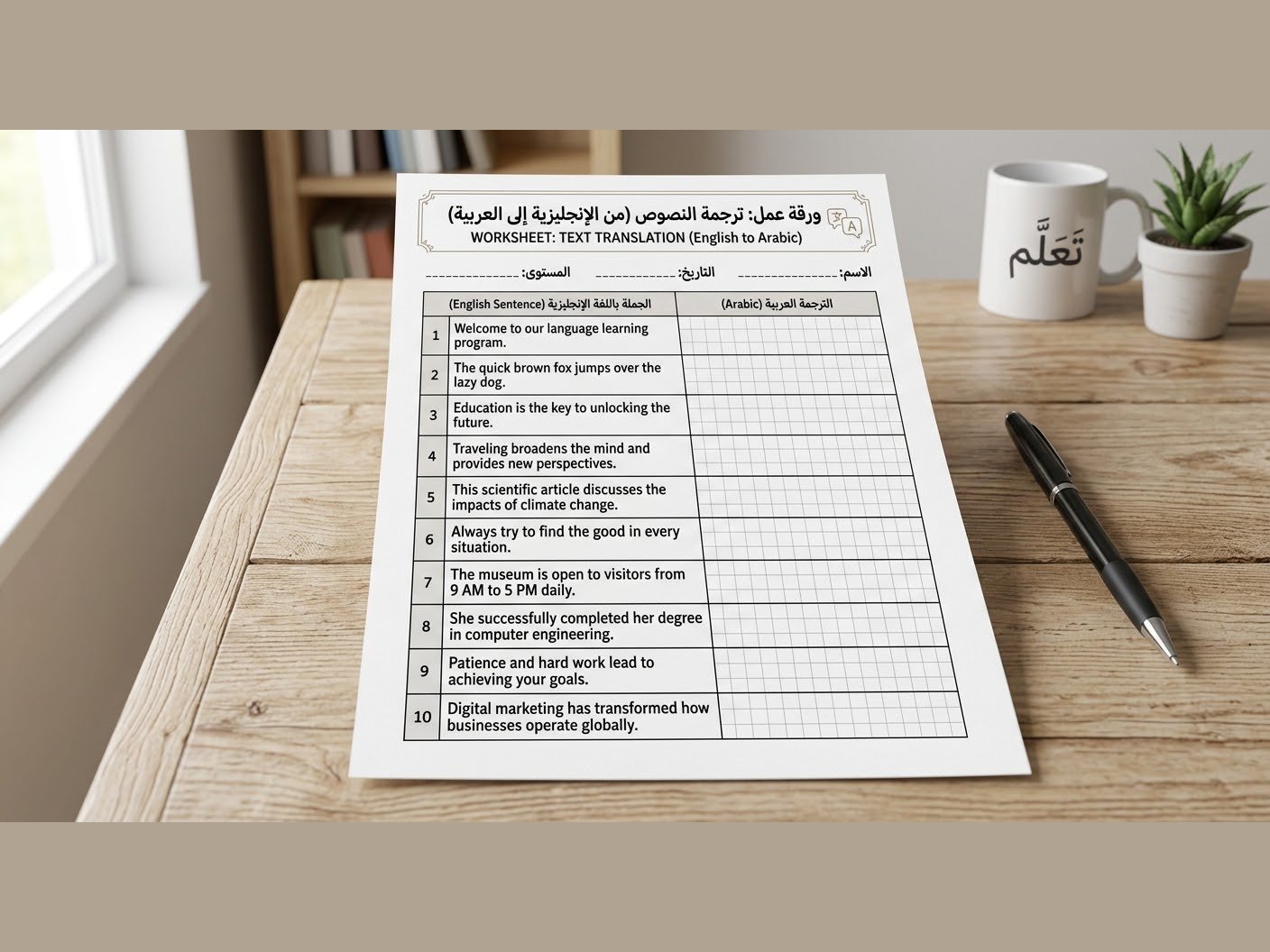 ترجمة النصوص من اللغة الإنجليزية إلى اللغة العربية بدقة ووضوح