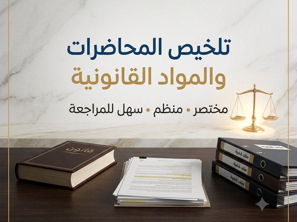 تلخيص المحاضرات والمواد القانونية باللغة العربية