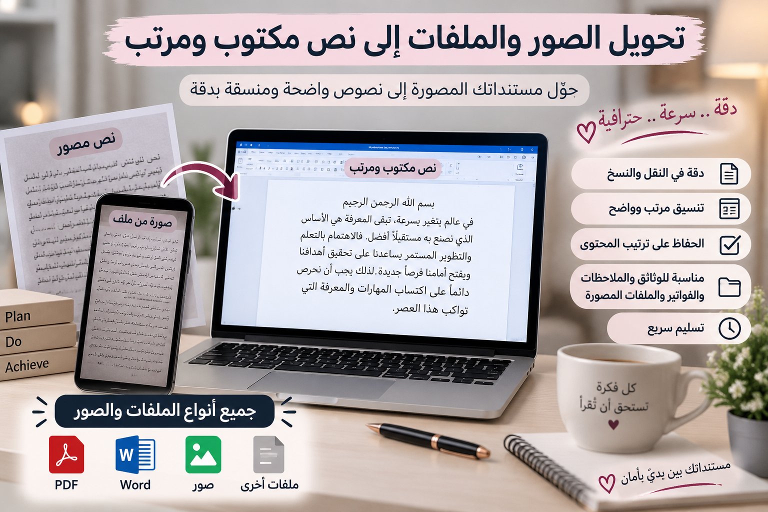 تحويل الصور والملفات إلى نص مكتوب ومرتب