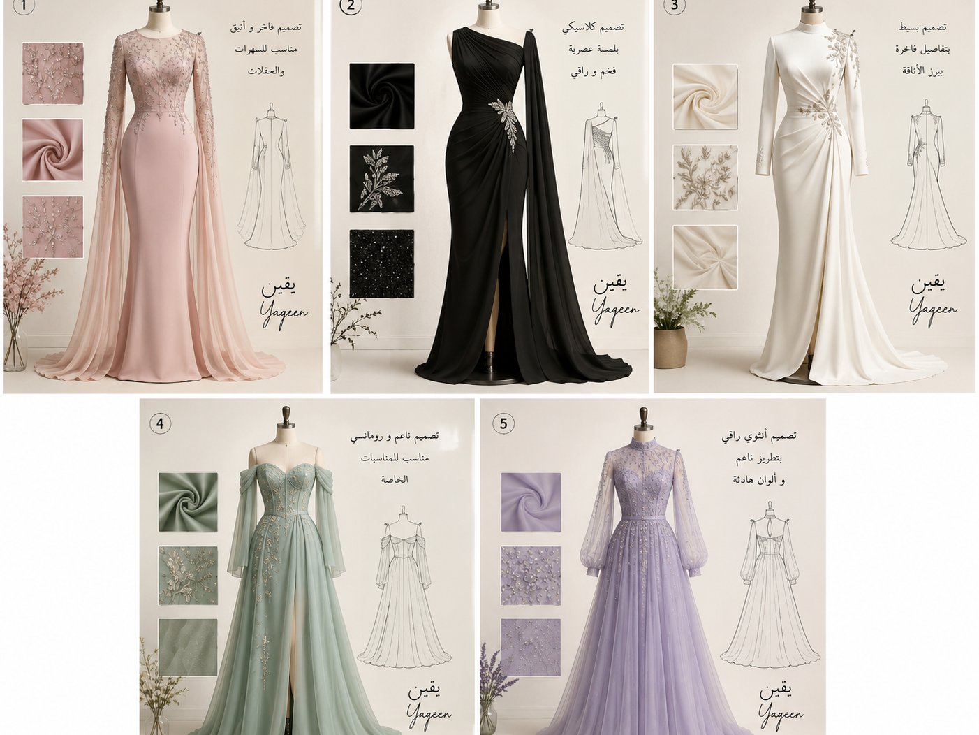 تحويل فكرة فستانك إلى تصميم احترافي على مانيكان