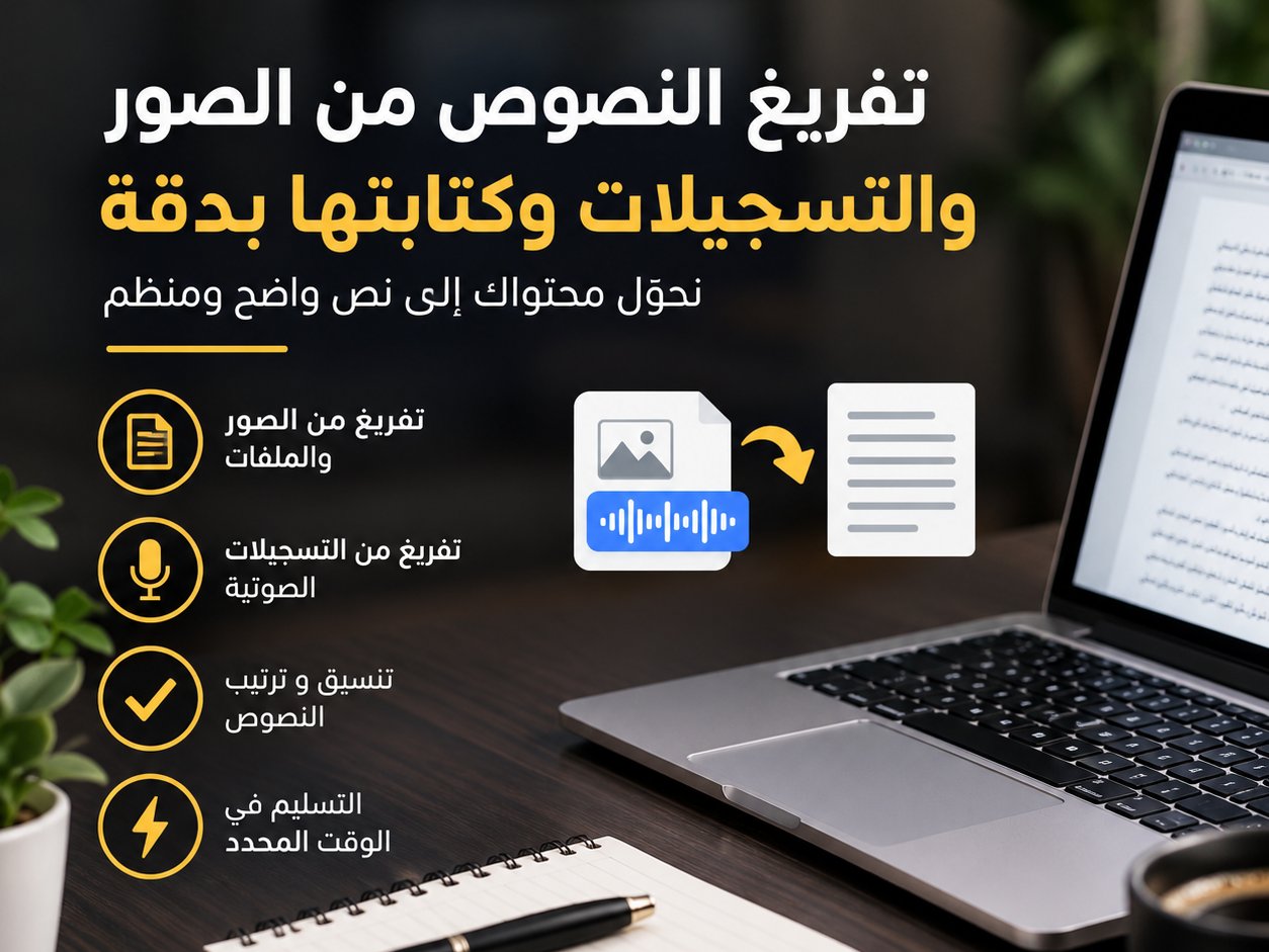 تفريغ النصوص من الصور والتسجيلات وكتابتها بدقة, image 1 of 2