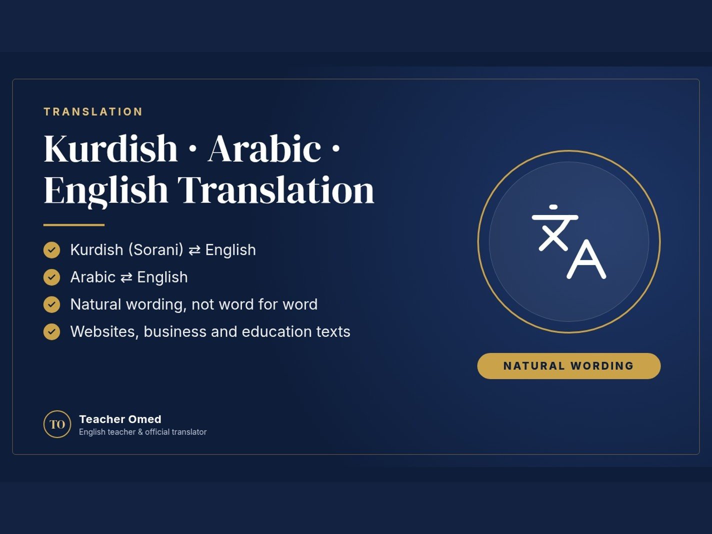 Kurdish-English & Arabic-English Translation – Natural Wording, Not Word for Word, image 1 of 2