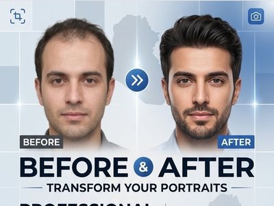 سأقوم بتعديل صورك الشخصية وتحسين جودتها وزيادة كثافة الشعر باحترافية