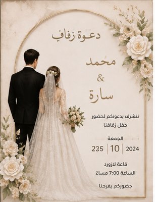 تصميم دعوات مناسبات بالذكاء الاصطناعي حسب الطلب