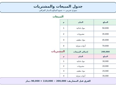 Sales and Purchases Spreadsheet with Profit Calculation