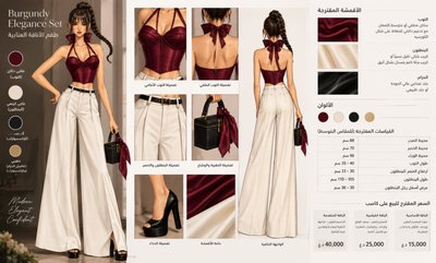 Burgundy Elegance Set – Luxury Digital Fashion Design