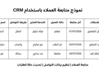 نموذج متابعة العملاء وإدارة البيانات (CRM)